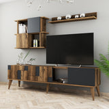 TV Meubel Set Madrid Walnoot Antraciet Melamine 180x48,6x33,8 cm