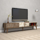 TV Meubel Milan Walnoot Wit Marmer Melamine 180x40x35 cm