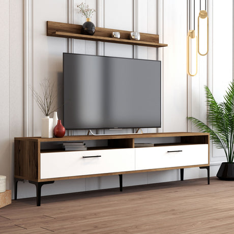 TV Meubel Set Istanbul Walnoot Wit Melamine 180x47x35 cm