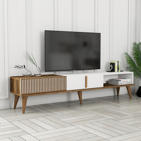 TV Meubel Milan Alt Walnoot Wit Melamine 180x40x35 cm