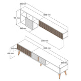 TV Meubel Set Milan TV Walnoot Wit Melamine 180x40x35 cm