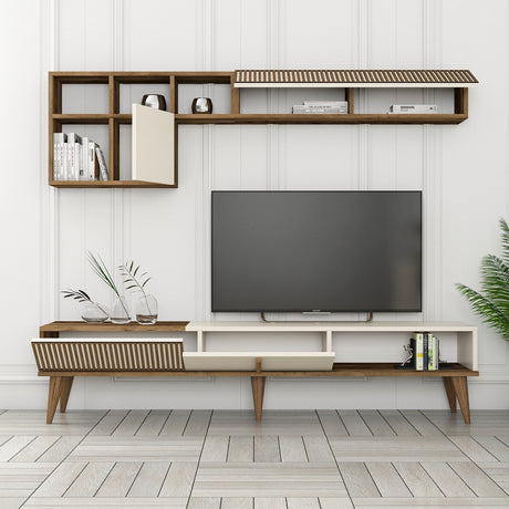 TV Meubel Set Milan TV Walnoot Crème Melamine 180x40x35 cm