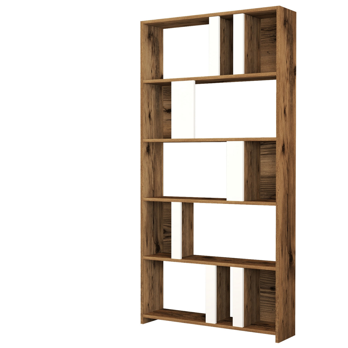 Boekenkast Lima Walnoot Wit Melamine 90x180x20 cm