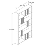 Boekenkast Lima Walnoot Wit Melamine 90x180x20 cm