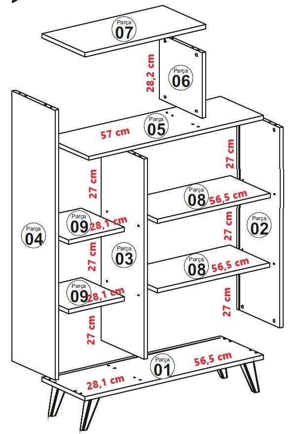 Boekenkast Form Wit Melamine 90x132x32 cm