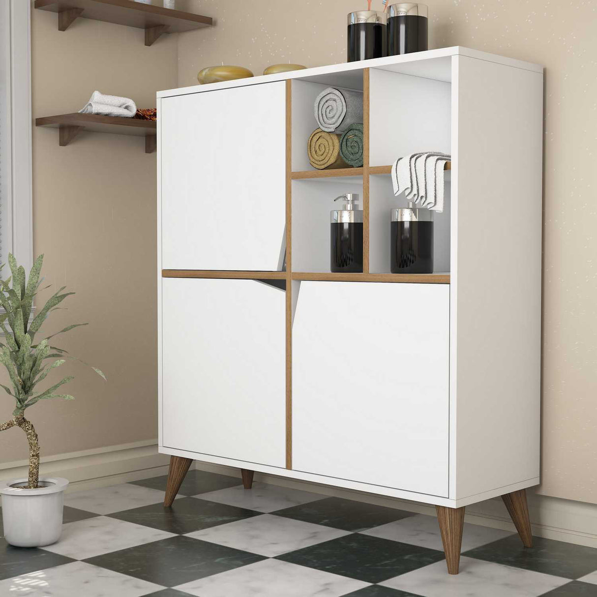 Wandkast Pulse Wit Walnoot Melamine 100x115x30 cm