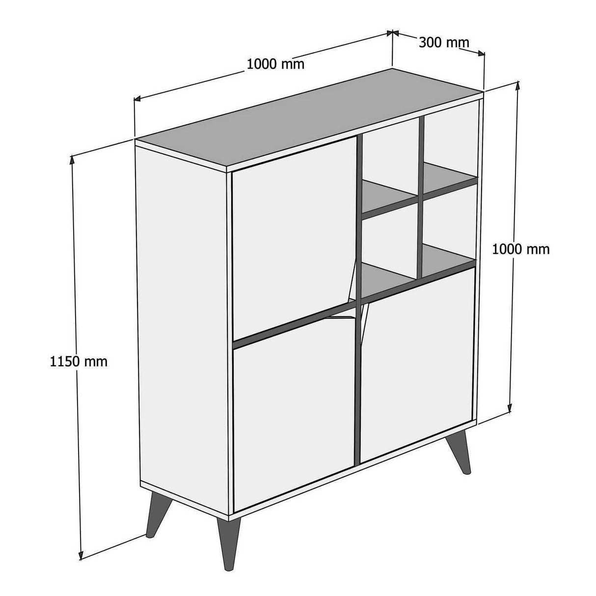 Wandkast Pulse Walnoot Wit Melamine 100x115x30 cm