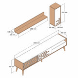 TV Meubel Set Valensiya Walnoot Antraciet Melamine 180x35x45 cm