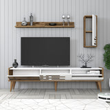 TV Meubel Set Valensiya Walnoot Wit Melamine 180x35x45 cm