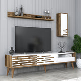 TV Meubel Set Valensiya Walnoot Wit Melamine 180x35x45 cm