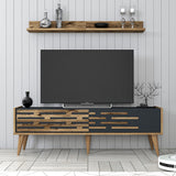 TV Meubel Set Valensiya Walnoot Antraciet Melamine 140x35x45 cm