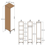 Kledingkast Kumual P Walnoot Antraciet Melamine 40x47,5x201,4 cm