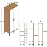 Kledingkast Kumsal PS Walnoot Wit Melamine 80x47,5x201,4 cm