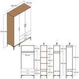 Kledingkast Kumual PT Walnoot Antraciet Melamine 120x47,5x201,4 cm