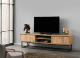 TV Meubel Belinda Zwart Dennenhout Melamine 180x50x40 cm