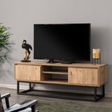 TV Meubel Belinda Zwart Dennenhout Melamine 140x50x40 cm