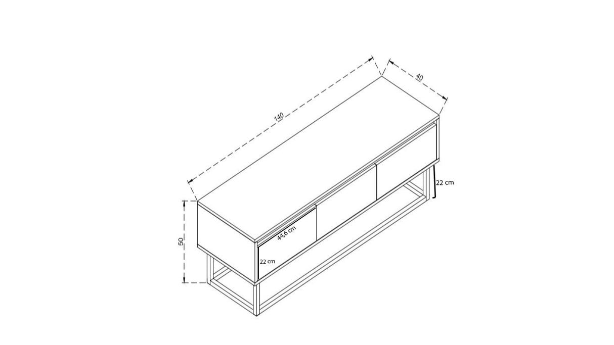 TV Meubel Tilsim Zwart Dennenhout Melamine 140x50x40 cm