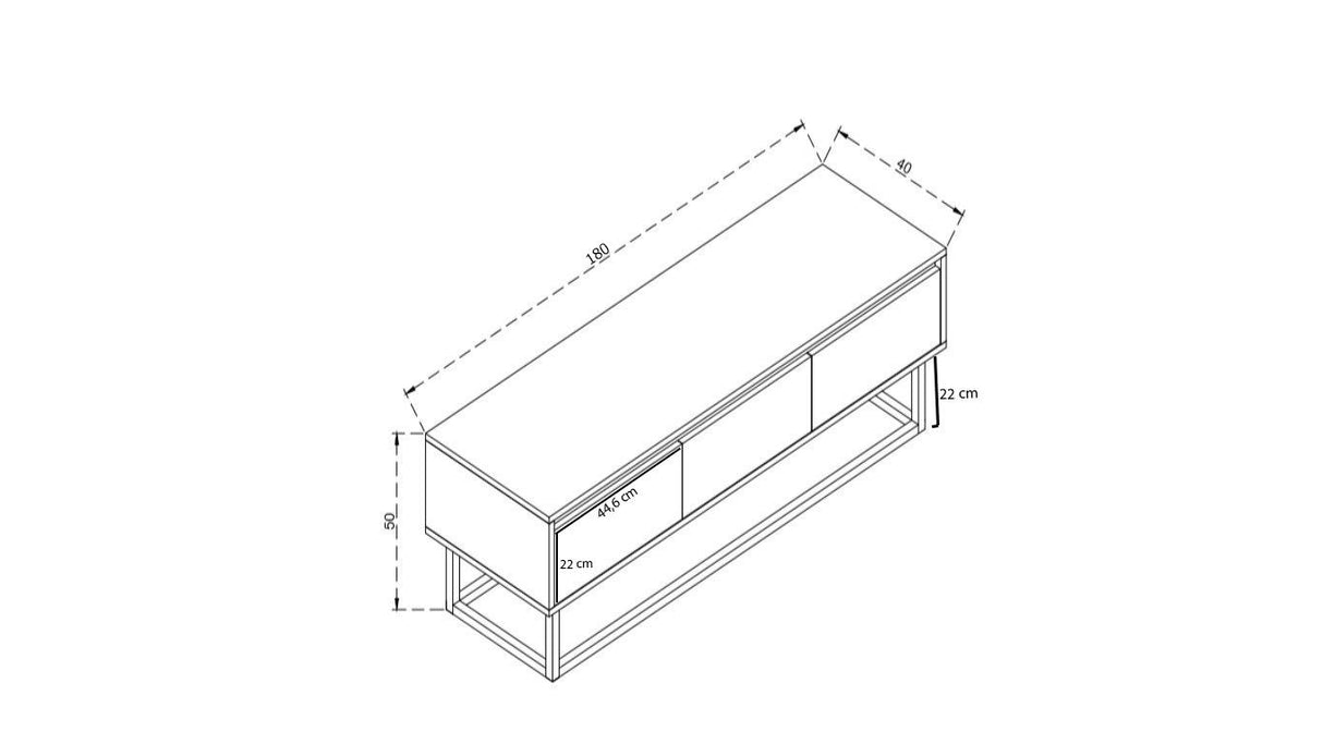 TV Meubel Tilsim Zwart Dennenhout Melamine 180x50x40 cm