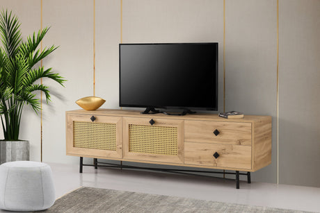 TV Meubel Hapsiyas Eik Zwart Melamine 180x60x40 cm