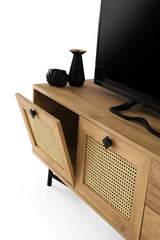 TV Meubel Hapsiyas Eik Zwart Melamine 140x60x40 cm