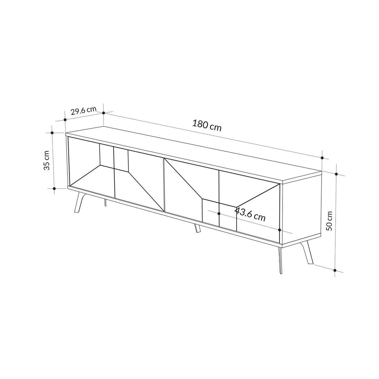 TV Meubel Dune Eik Melamine 180x50x29,6 cm