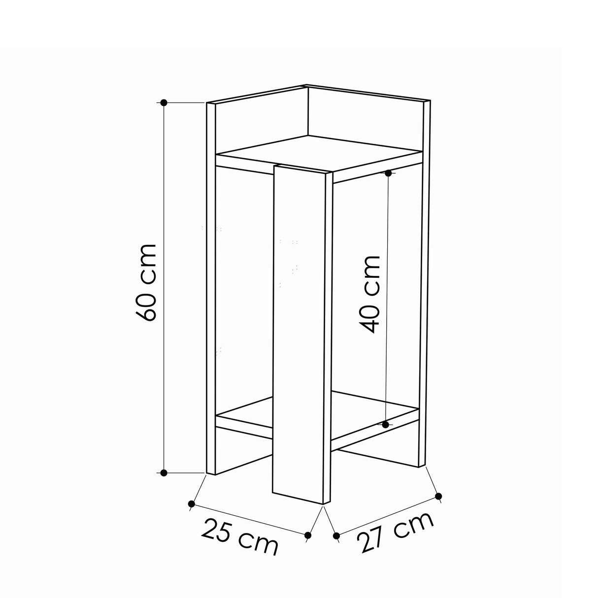 Nachtkastje Rechts Elos Mokka Melamine 25x60x27 cm