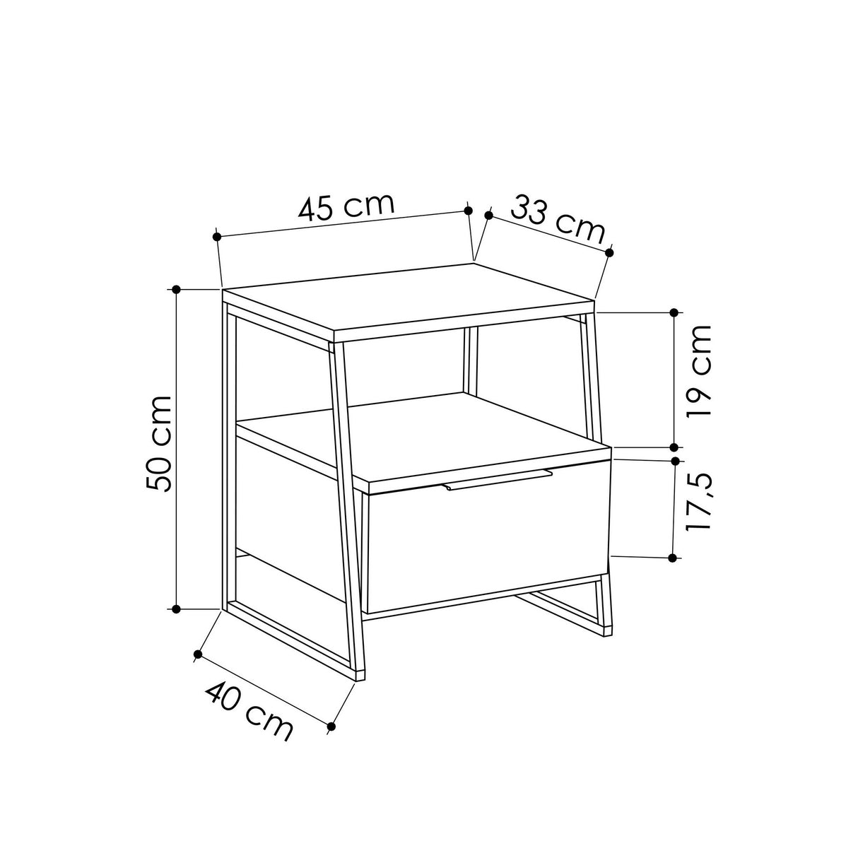 Nachtkastje Pal Mokka Melamine 45x50x40 cm