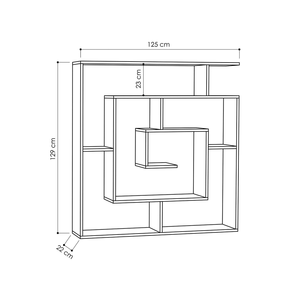 Boekenkast Maze Antraciet Melamine 125x129x22 cm