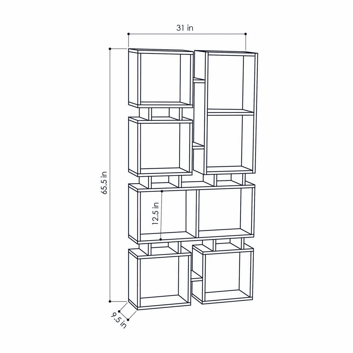 Boekenkast Rail Wit Melamine 79x166,5x24 cm