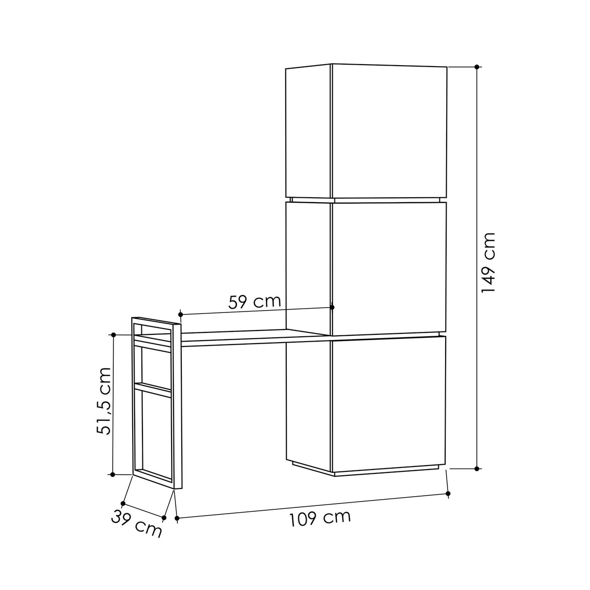 Schoenenkast Mello Eik Antraciet Melamine 109x149x39 cm