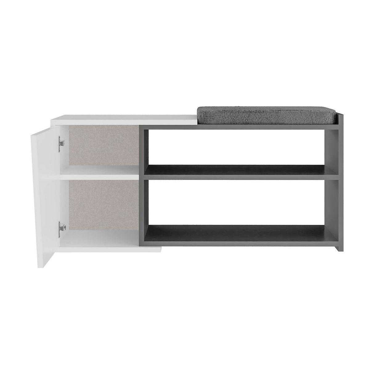 Schoenenkast Fiona Bench Antraciet Wit Melamine 104,6x47,2x37,5 cm