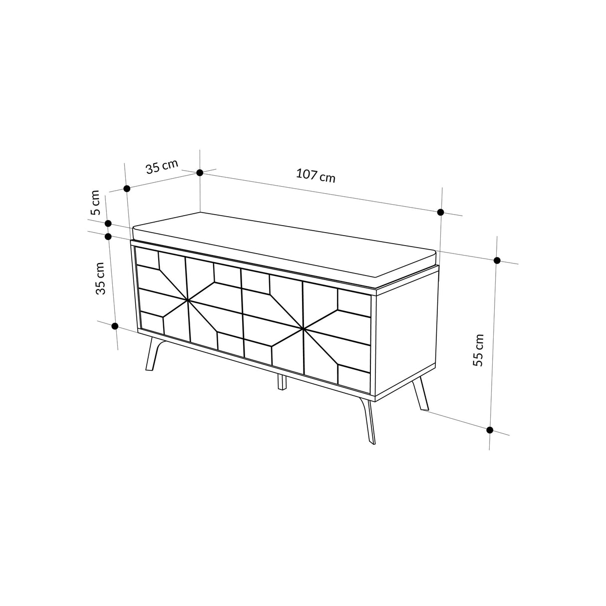 Schoenenkast Dune Bench Mokka Melamine 107x55x35 cm