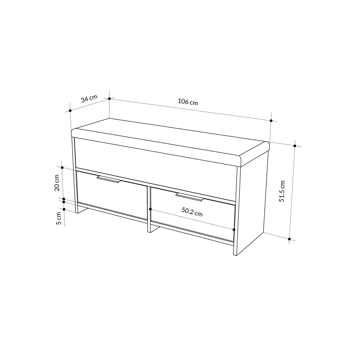 Schoenenkast Cove Wit Melamine 106x52x34 cm