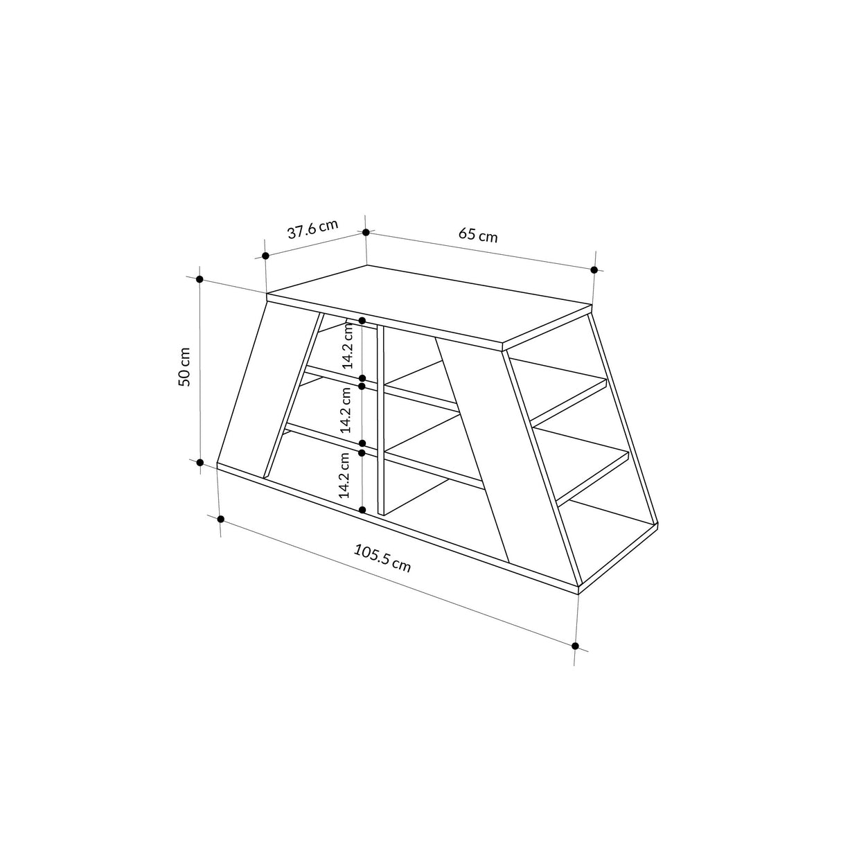 Schoenenkast Pyramid Grijs Wit Melamine 105,5x50x37,5 cm