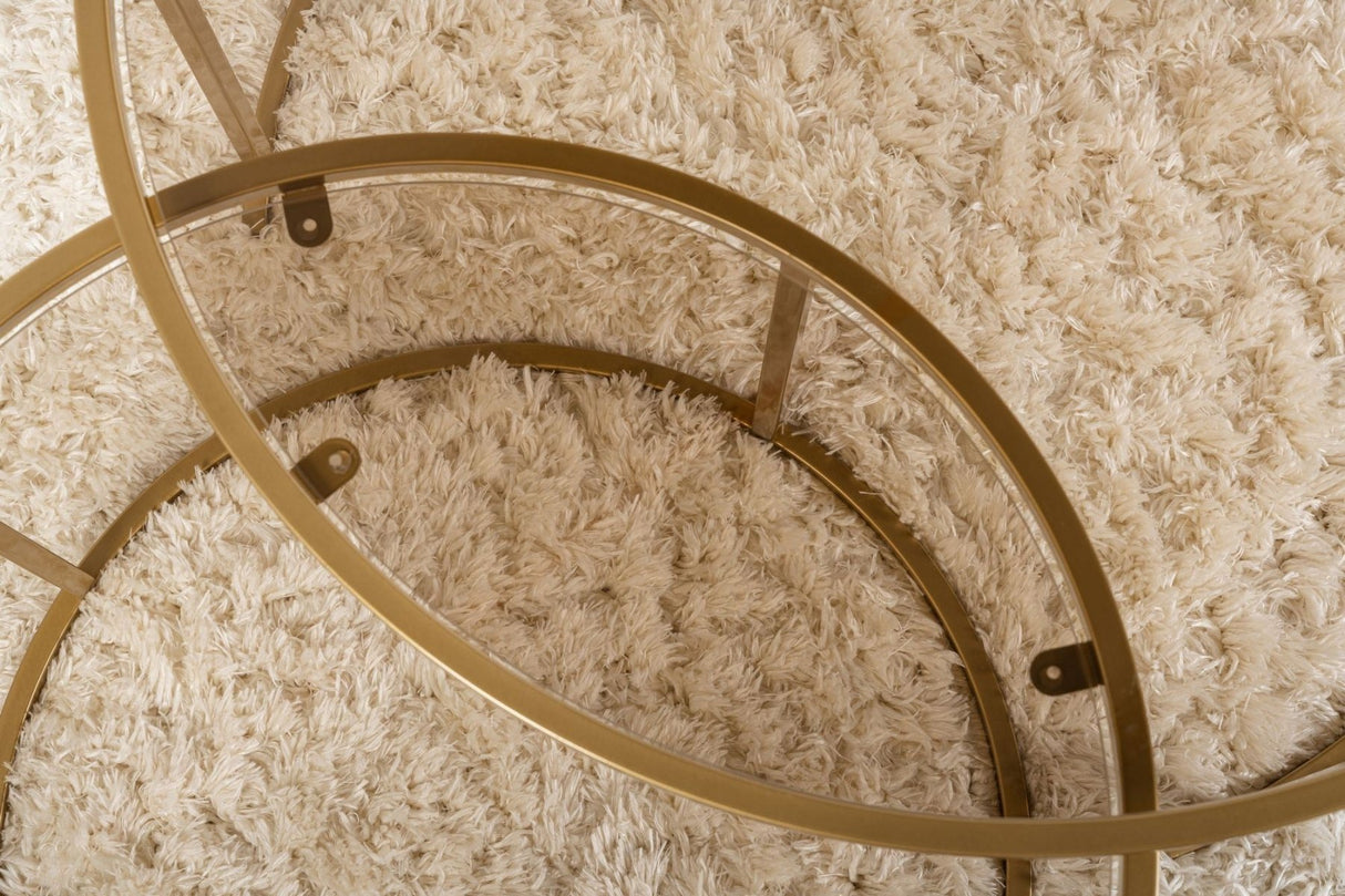 Moderne Ronde Salontafel Set van 2 Uru Goud - Brons Glas - 80/60 cm