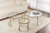 Moderne Ronde Salontafel Set van 3 Uru Goud - Transparant Glas - 80/60/42 cm