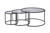 Moderne Salontafel Set van 3 Uru Zwart - Grijs Glas - 80/60/42 cm