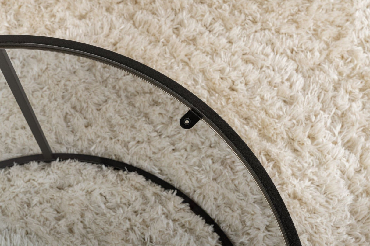 Moderne Ronde Salontafel Uru Zwart - Grijs Glas - 80 cm