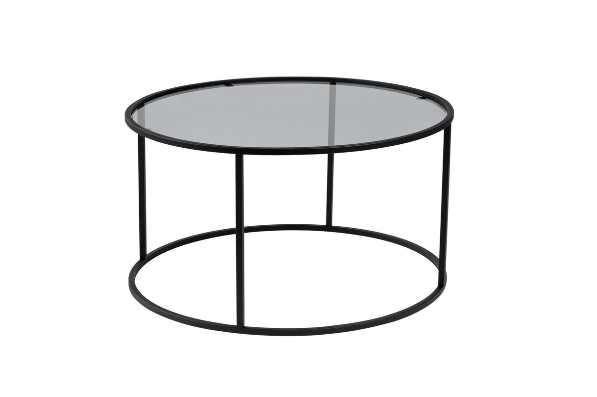 Moderne Ronde Salontafel Uru Zwart - Grijs Glas - 80 cm