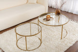 Moderne Ronde Salontafel Set van 2 Uru Goud - Transparant Glas - 80/60 cm