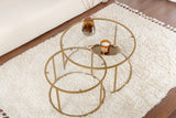 Moderne Ronde Salontafel Set van 2 Uru Goud - Transparant Glas - 80/60 cm