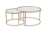Moderne Ronde Salontafel Set van 2 Uru Goud - Transparant Glas - 80/60 cm