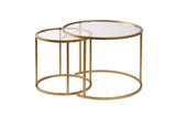 Moderne Ronde Salontafel Set van 2 Uru Goud - Transparant Glas - 60/42 cm