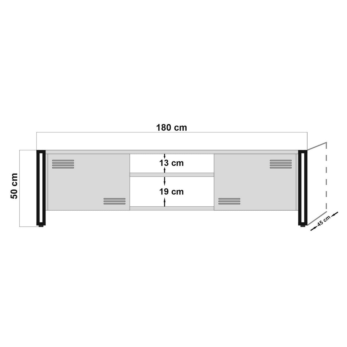 TV Meubel Cosmo Atlantisch Dennenhout Zwart Melamine 180x50x45 cm