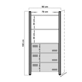 Boekenkast Cosmo Atlantisch Dennenhout Zwart Melamine 90x180x35 cm