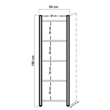 Boekenkast Cosmo Atlantisch Dennenhout Zwart Melamine 60x180x35 cm