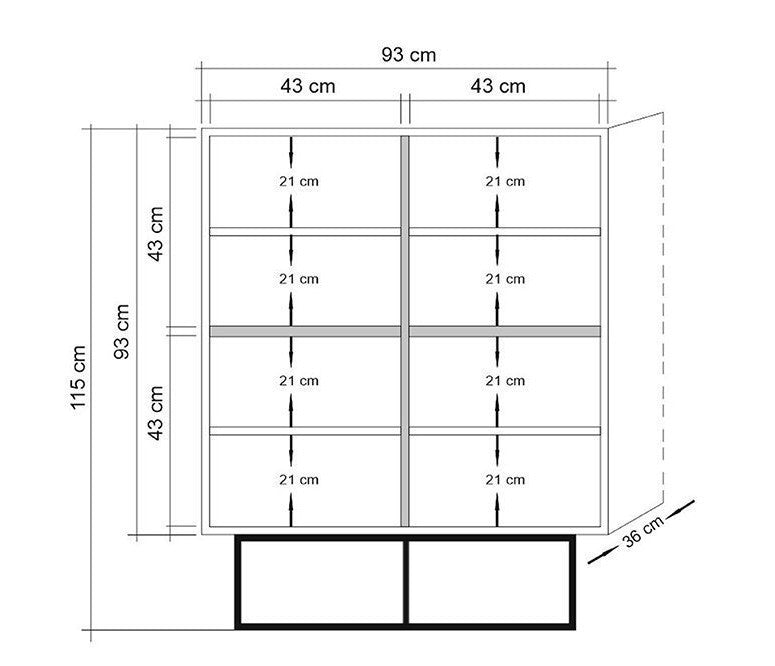 Wandkast Quantum Solo Atlantisch Dennenhout Zwart Melamine 93x115x36 cm