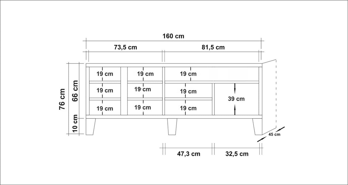 TV Meubel Marina Mila Atlantisch Dennenhout Melamine 160x76x45 cm