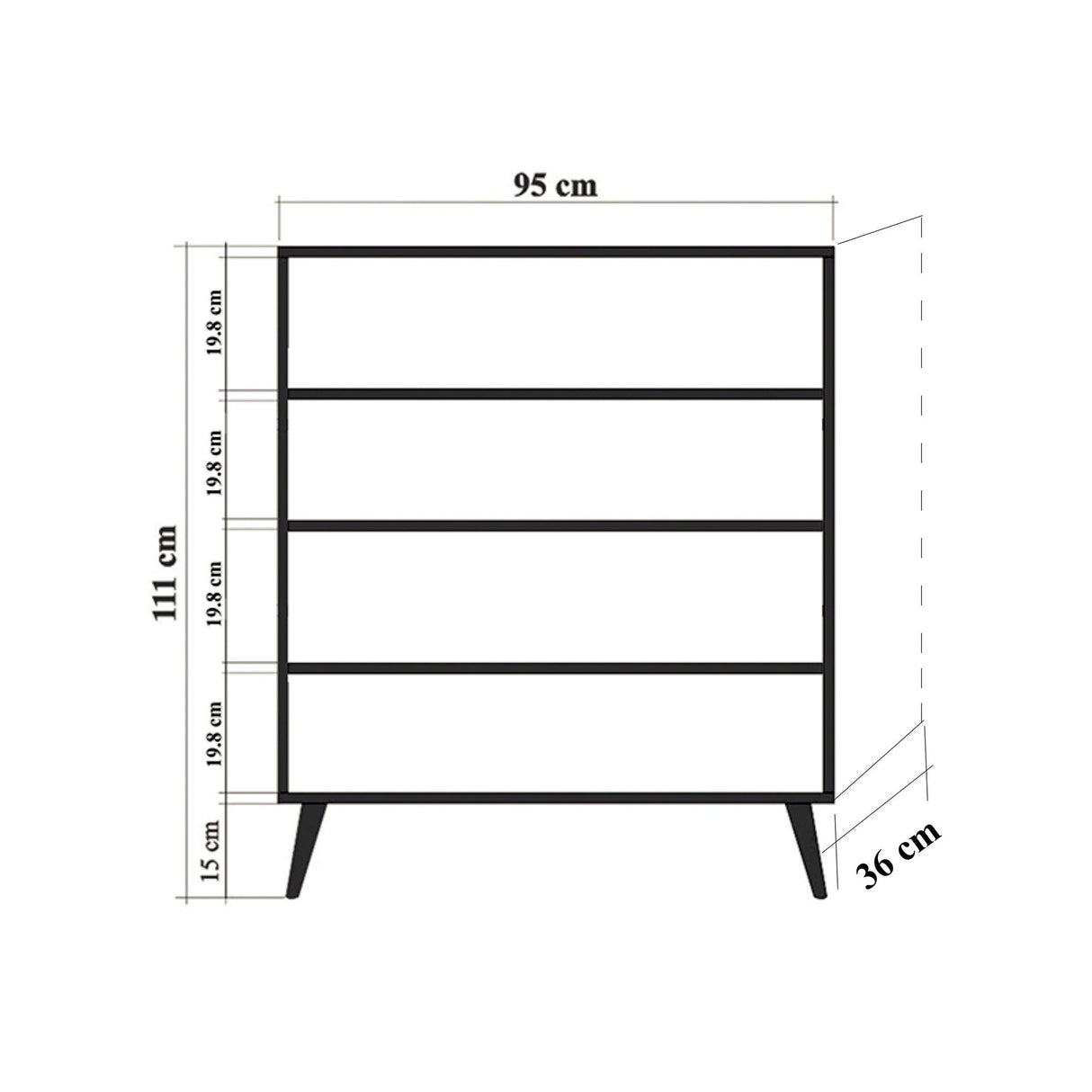 Wandkast Multilux Sonoma Eik Melamine 95x111x36 cm