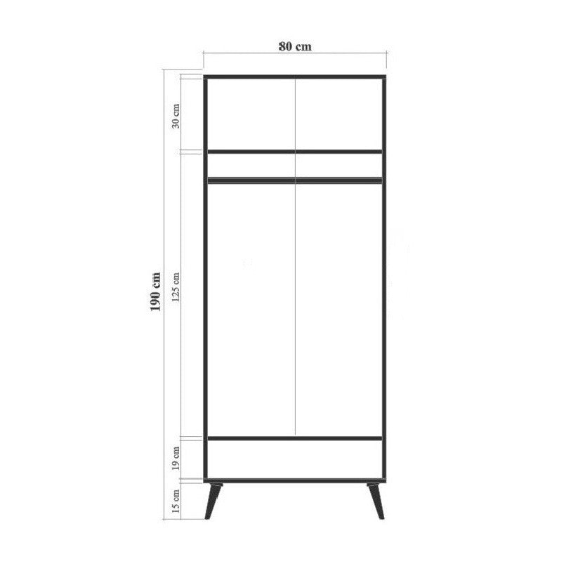 Kledingkast City Gardrop Multicolor Melamine 80x190x45 cm